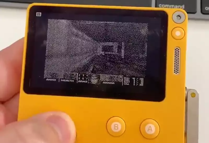 Doom" has been ported to the PlayDate portable game console with a crank-type controller.