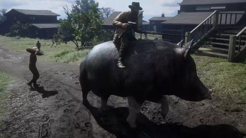 Ride a tall, handsome pig with the RDR2 mod!