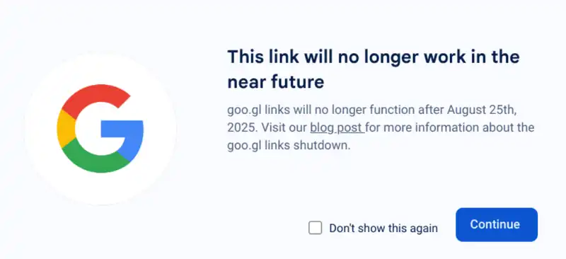 Google's Web Service Gets Another Fang in August as “goo.gl” Links Become Unavailable